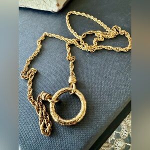 Veronese Italian GoldOver Silver Hammered Ring Pendant Necklace